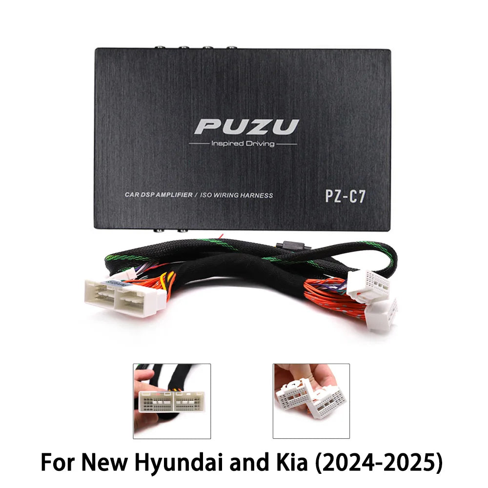 PUZU PZ-C7 wiring harness 4X150W Car DSP Amplifier Car Radio Sound Upgrade Digital Audio Signal Processor For Hyundai Kia