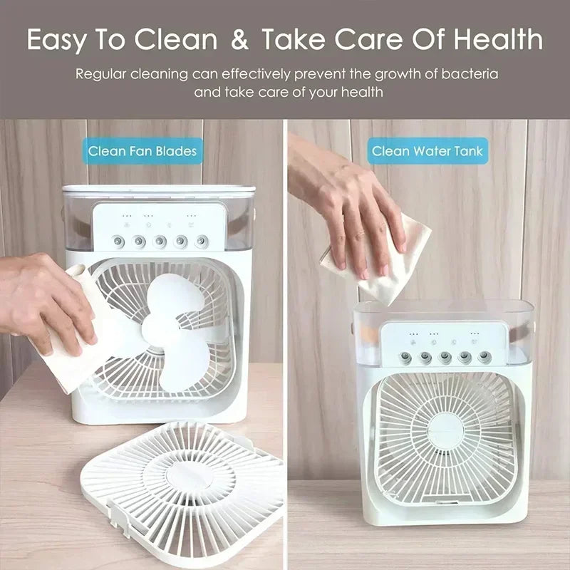 Portable 3 in 1 Fan AIr Conditioner Household Small Air Cooler LED Night Lights Humidifier Air Adjustment Home Fans Dropshipping