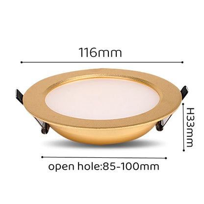 Ultra-thin LED Ceiling Downlight Gold Recessed 5W/7W Luxury Bathroom Bedroom Living Room Shop Home Spot Lighting Fixtures AC220V