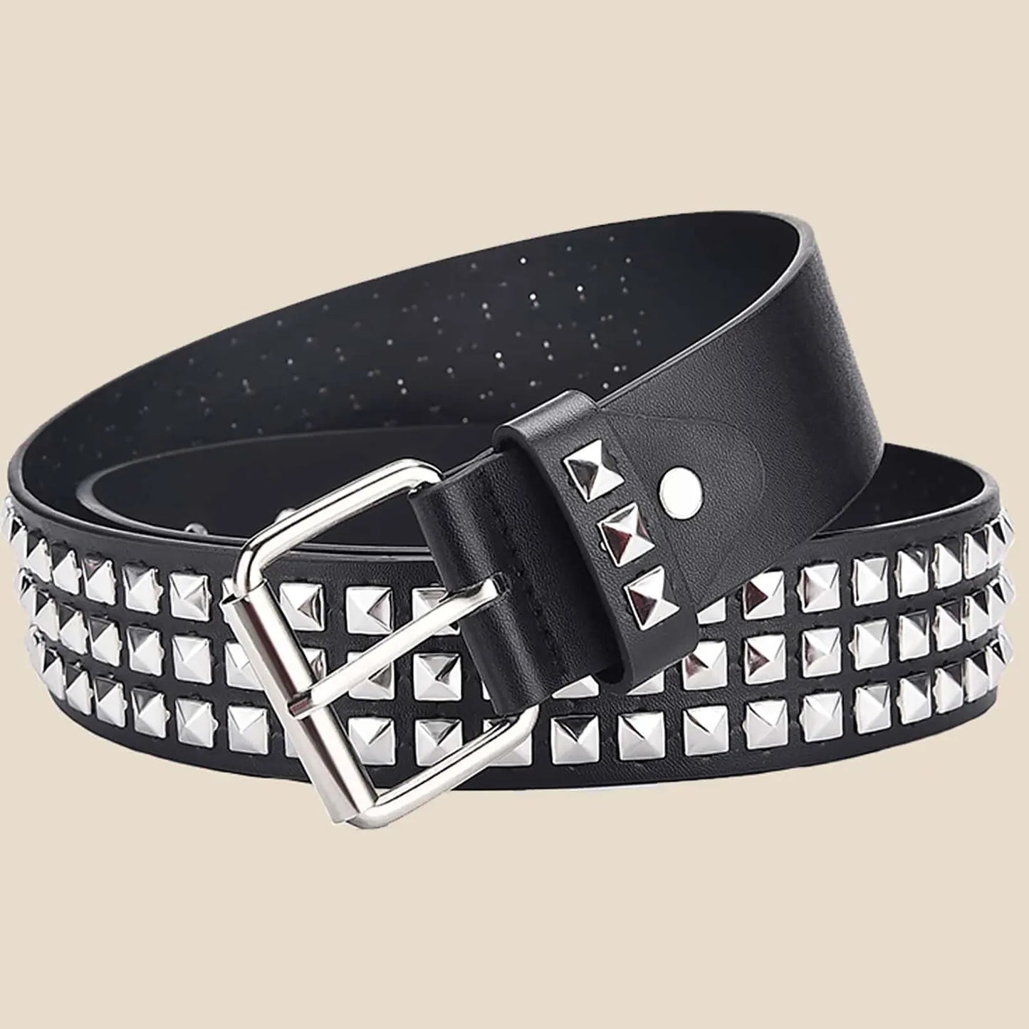 2023New Square Bead Rivet Belt Metal Pyramid Belt Men and Women Punk Hardware Jeans Belt Y2K Belt Designer Belt Women's Belts