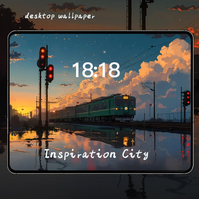 MAC Computer Ipad Tablet iphone Phone screen 6K HD Wallpapers screen Healing Dusk train illustration