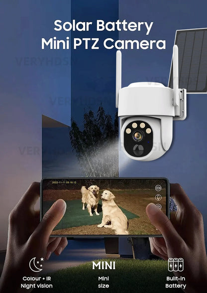 5MP Camera Wifi Outdoor Surveillance Security Camera Solar Panel Surveillance Cameras 6000mAh IP66 Wireless 2 Way Talk Detect