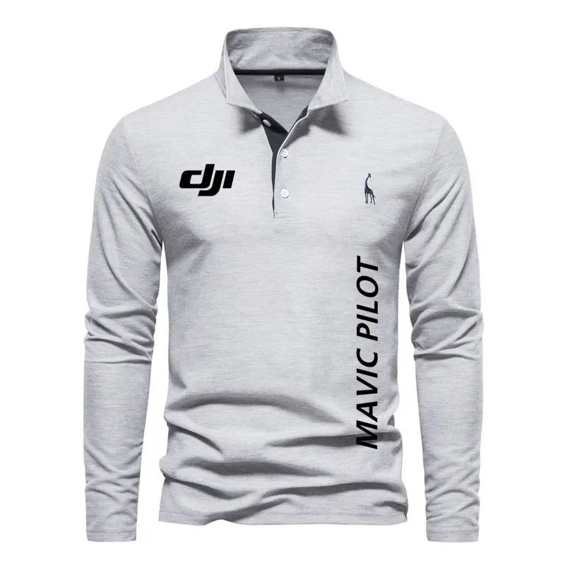 100% cotton men's POLO shirt DJI long sleeve T-shirt for men Comfortable hip hop High quality business comfort sweatshirt