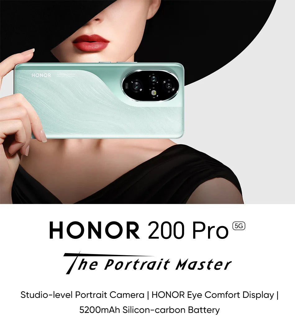 2024 Global Version HONOR 200 Pro Snapdragon 8s Gen 3 5G Smartphone 6.78'' 120Hz AMOLED Display Support HONOR 100W SuperCharge