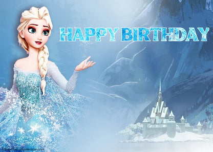 Frozen Elsa Backdrop Birthday Banner Girl Kids Photography Birthday Banner Party Ice Baby Shower Snow Castle Background