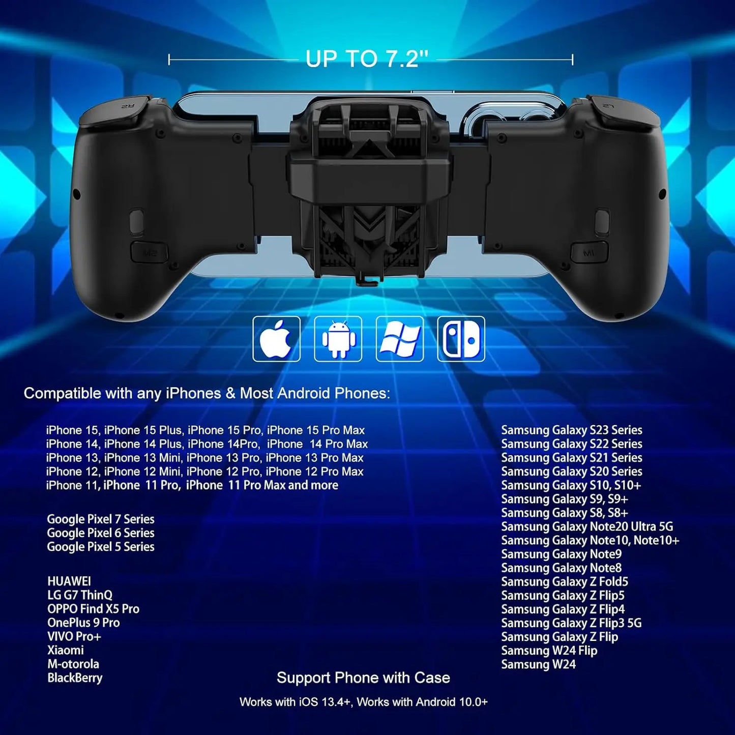 Mobile Gaming Controller with RGB Cooler for iPhone/Android/PC/Switch/Apple Arcade MFi Games with Customized Keys TURBO