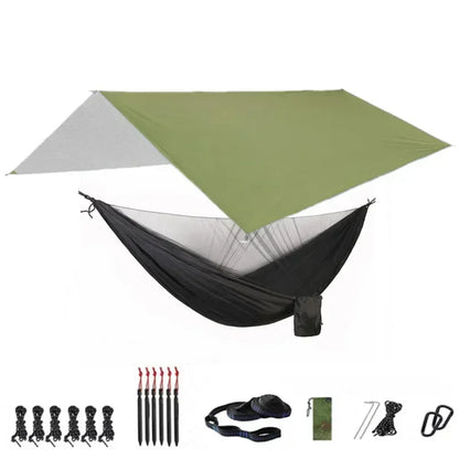 Camping Hammock with Bug Net and Rainfly Tarp,118x118in Portable Waterproof and UV Protection Hammock Tent for Indoor, Outdoor