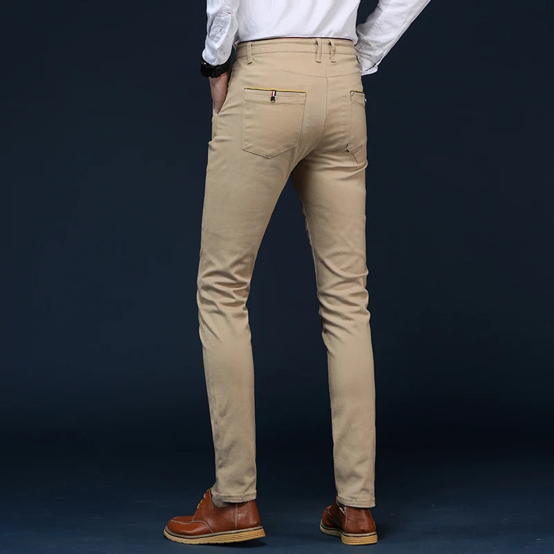 6 Colors Fashion Mens Slim Fit Casual Pants Korea Style Business Work Trousers All-match Mens Midwaist Straight Casual Pants