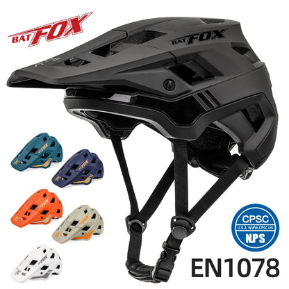 Batfox Ultralight Mountain Bike Helmet DH Downhill MTB Integrally-molded Bicycle Cycling Helmet Sun Visor Safety Cap Men Riding