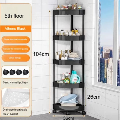 3/4/5 Tier Trolley Organizer Kitchen Gap Storage Rack Triangle Bathroom Storages Racks Bathroom Shelf Corner Storages Cabinet