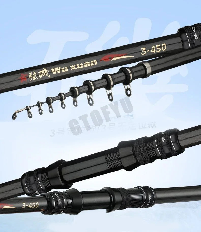 2.7M 3.6M 4.5M 5.4M 6.3M 7.2M Carbon Telescopic Rock Fishing Rod Ultra Light Rod Lure Carp Travel Ocean Spinning Fishing Rod