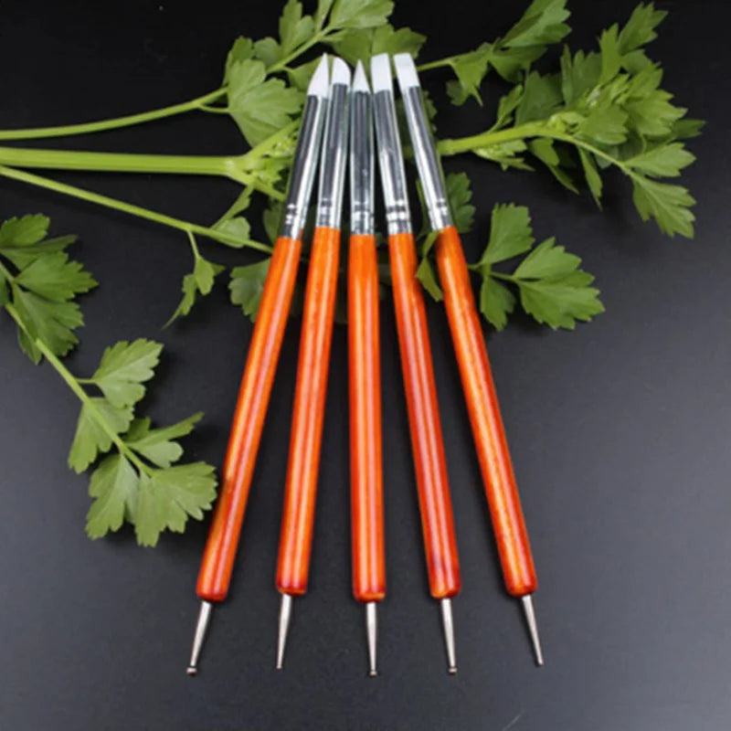 New 6 Colors 5Pcs/Set Stainless Steel Two Head Sculpting Polymer and Soft Pottery Clay Tool Silicone Modelling Art Shaper Tools