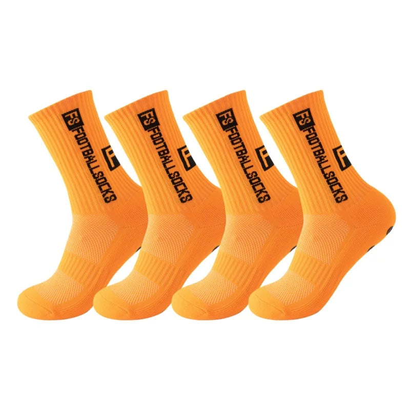 4Pairs/Lot FS Football Socks New Style Round Silicone Suction Cup Grip Anti Slip Soccer Socks Sports Men Baseball Rugby Socks