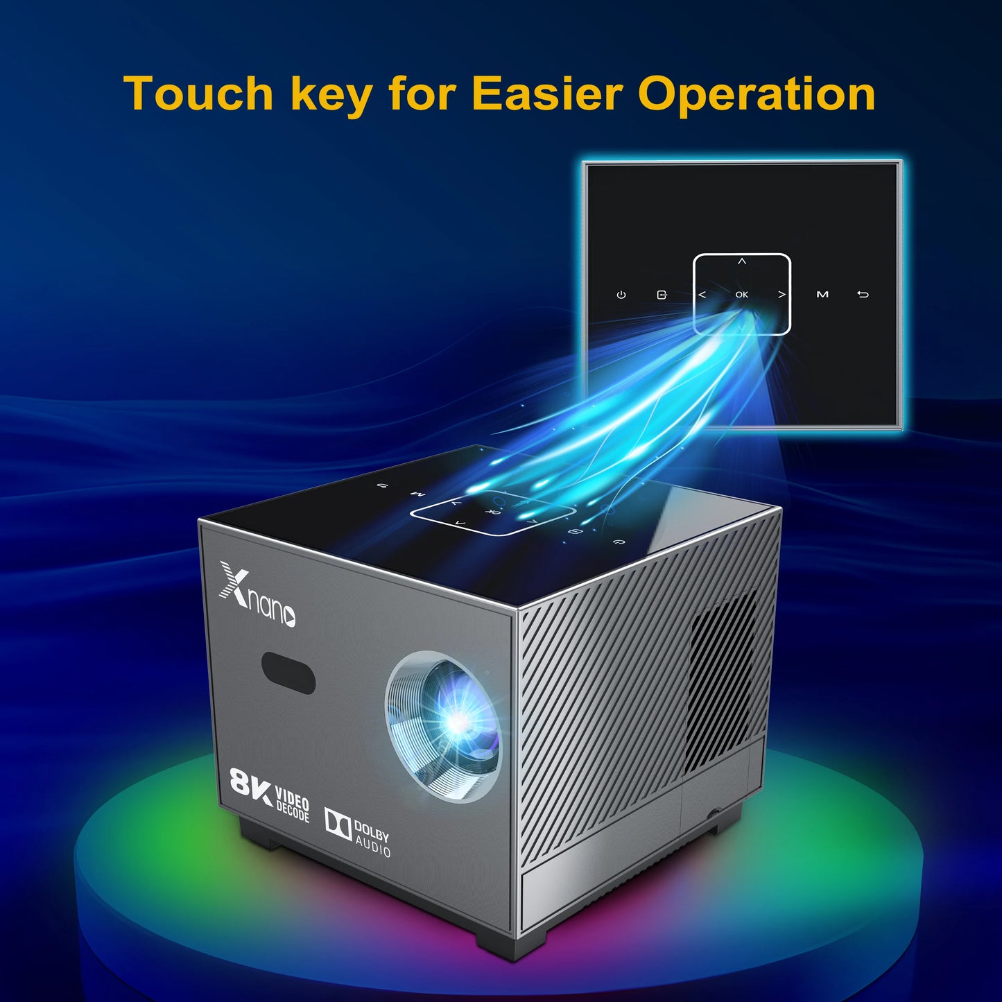 XNANO X3 Projector Electric Focus Colorful Light Touch Key WiFi 2.4G&5G BT5.0 Smart Home Theater Portable Mini Projector