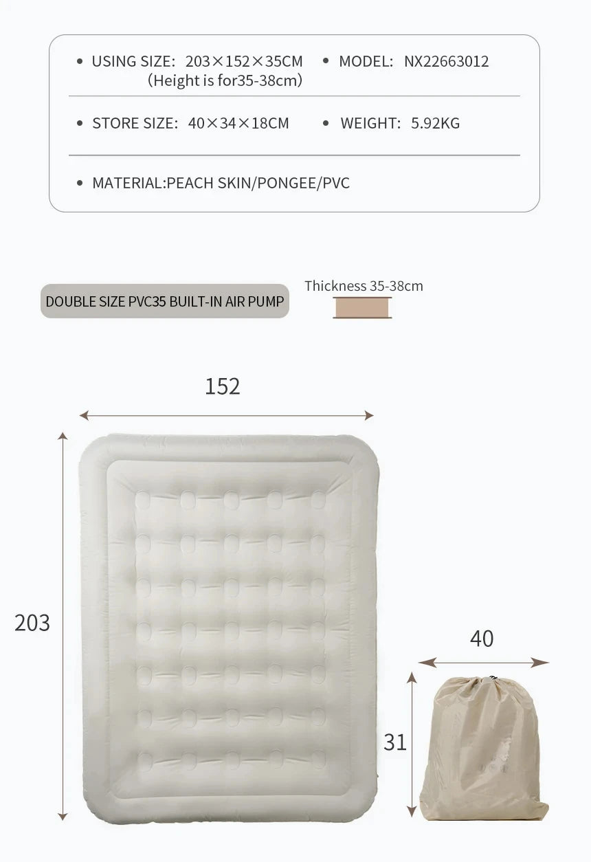 Camping air mat air bed one-piece self-inflating cushion portable peach skin fabric PVC thickness 25 ~ 38cm