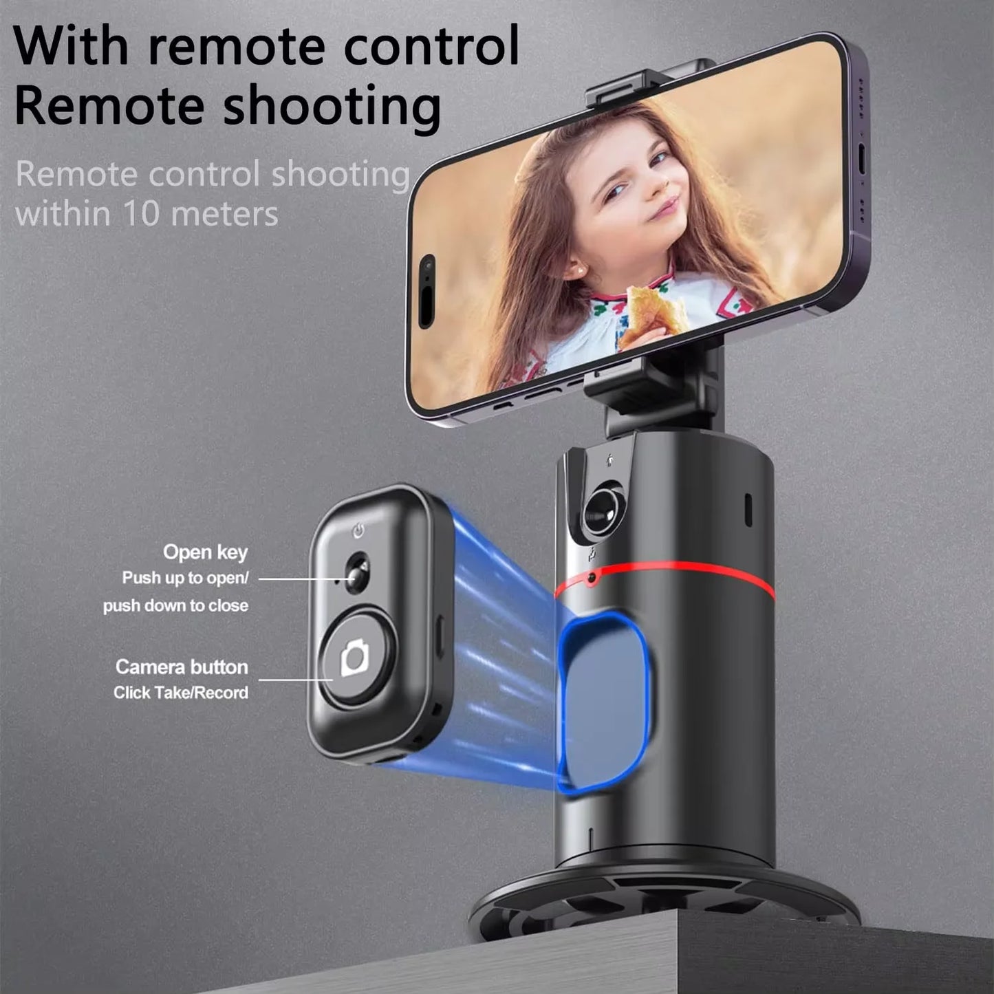 Wireless 360° Rotation Gimbal Smartphone Stabilizer Facial Tracking Selfie Stick Desktop Face Tracking Tripod for Mobile Video