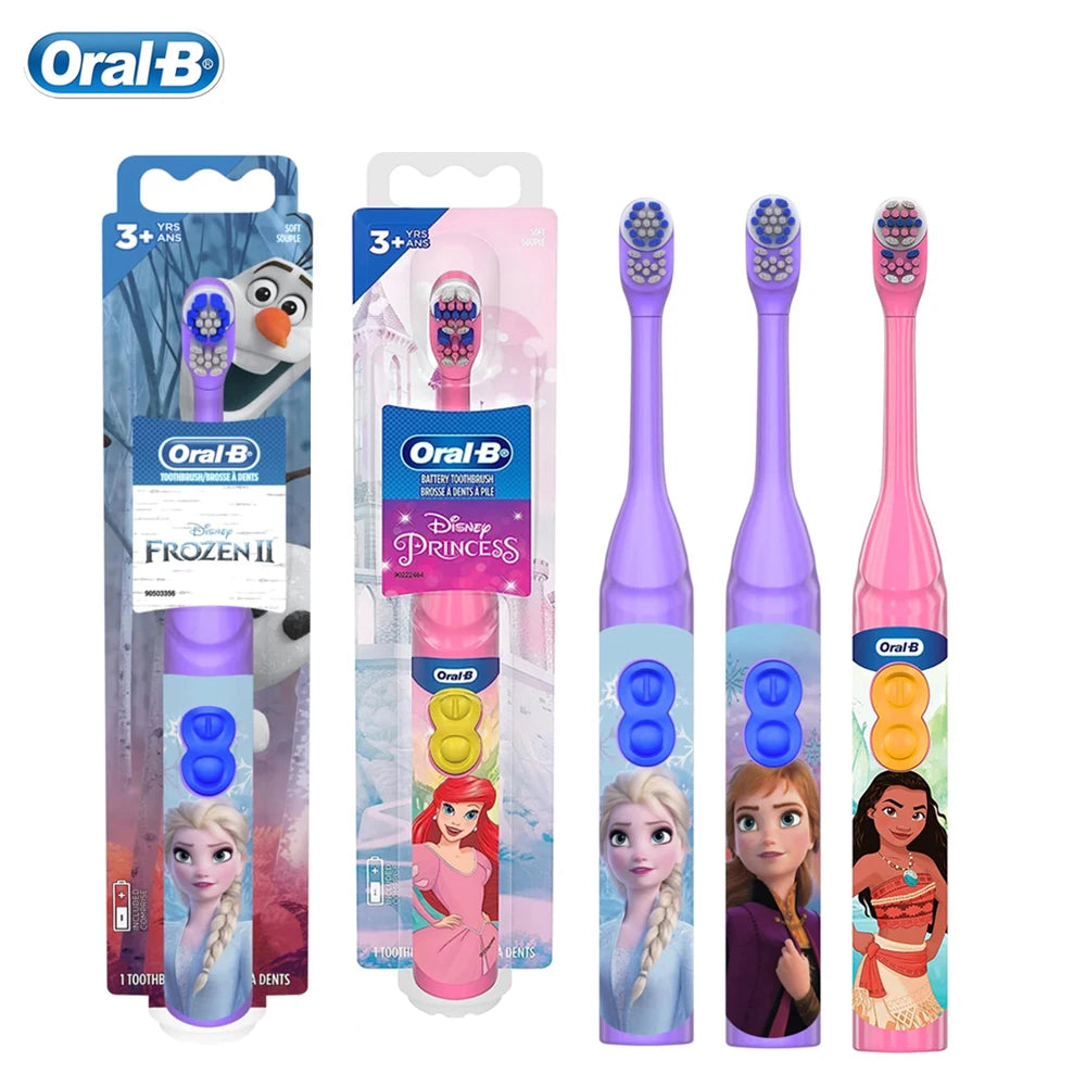 Oral-B Kids Electric Toothbrush Soft Bristle Gentle Clean Teeth Featuring Princess for Girl Toddlers Tooth Brush for kids age 3+