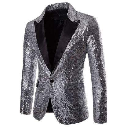 Men's Suit Jacket Little Round Sequins Sparkling Men's Blazer Wedding Dinner Band Stage Street Performance Nightclub Men's Suit