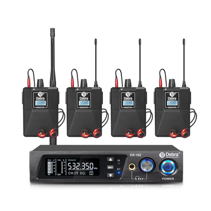 Debra ER102 UHF In Ear Monitor Wireless System With Multiple Professional Transmitter For Small Concerts And Home Theater.