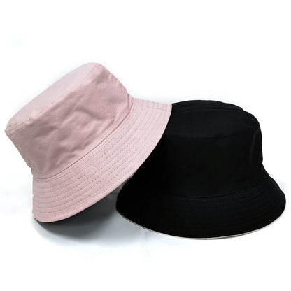 Black Solid Dots Bucket Hat Two Side Wear Unisex Simple Bob Caps Hip Hop Gorros Men Women Panama Cap Beach Fishing Boonie Sunhat