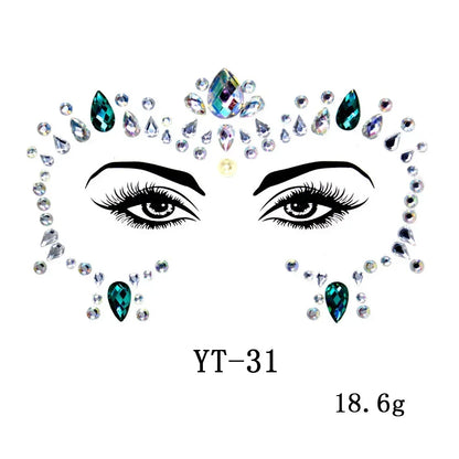 Sexy Face Tattoo Stickers Glitter Fake Tattoos Rhinestones for Woman Temporary Tattoos Party DIY Kids Holiday Face Jewels Tattoo