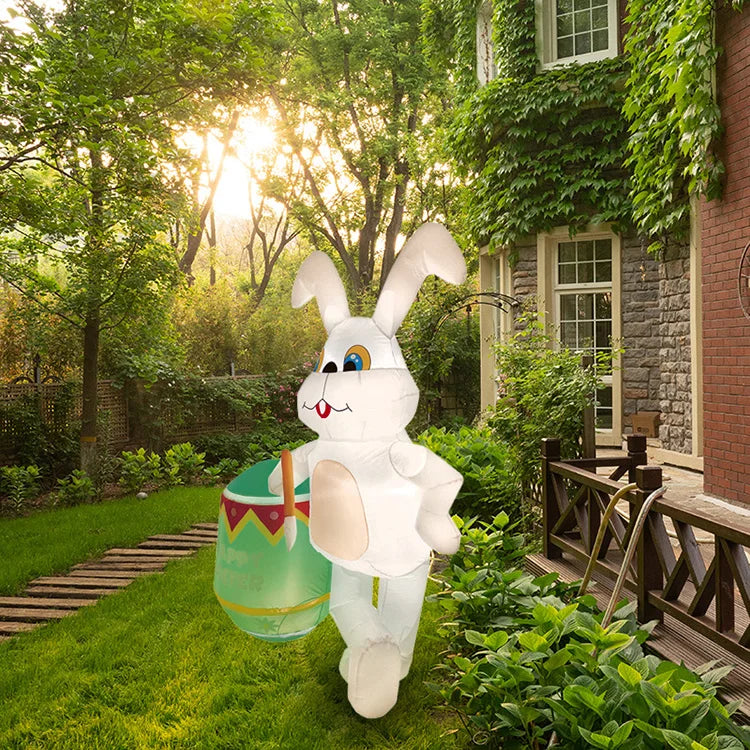 2024 Happy Easter Celebration Decoration LED Light Giant Easter Egg Bunny Rabbit Inflatable Toy for Outdoor Home Garden Ornament