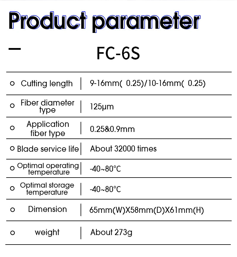 Ftth Tool Fiber Cleaver FC-6S Optical Fiber Cutting Knife Fiber Optic Cutter Cold Contection Dedicated Metal