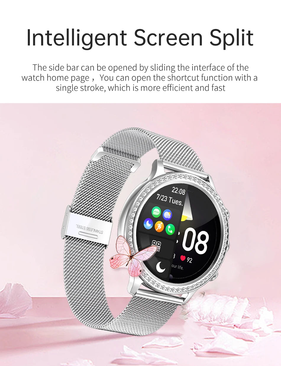 LIGE Fashion Smart Watch For Lady Bluetooth Call Blood Pressure DIY Custom Dial Sport Bracelet Waterproof Men Smartwatch Women