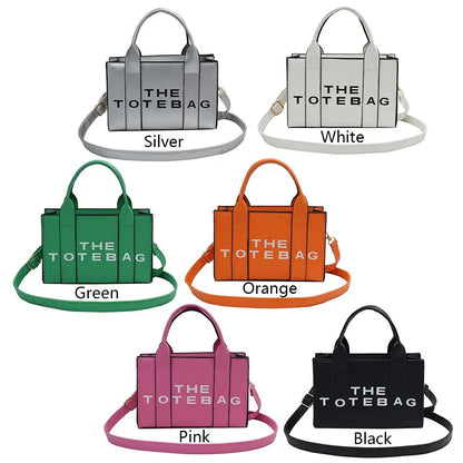 Women Shoulder Bag Contrast Letters Fashion Ladies Tote Bag PU Leather Portable Casual Simple Adjustable Straps Female Satchel