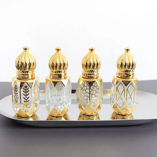 6ml Luxury Style Golden Refillable Perfume Bottles Glass Roll-on Essential Oil Bottle Empty Cosmetics Sample Test Container