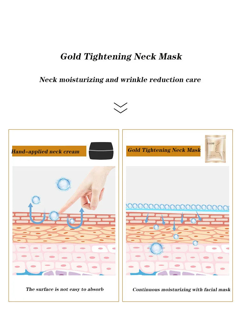 10pcs Gold Firming Neck Mask Moisturizing Brightening Hydrating skincare Neck Masks Beauty Necks Skin Care Products