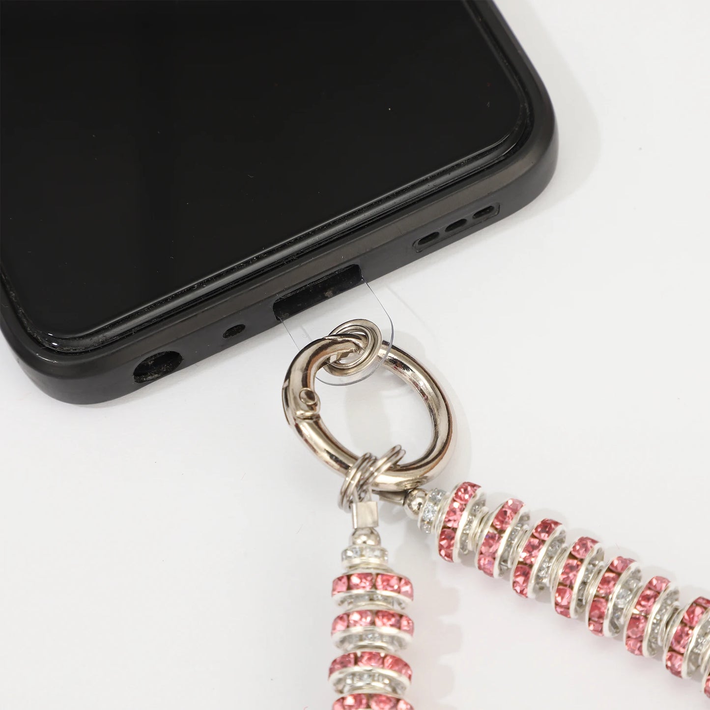 Women Cell Phone Sparkling Lanyard Pearls Beads Diamond Phone Straps with Tether Tab Phone Case Chain Hands-Free Wrist Strap