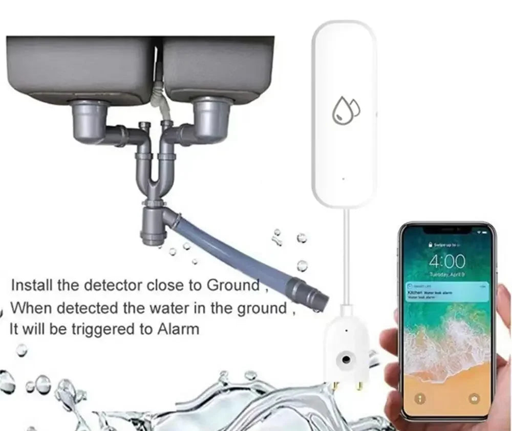 Tuya WiFi Water Sensor Leakage Alarm Flood Leak Detector Smart Home APP Remote Control Smart Home Security Protection