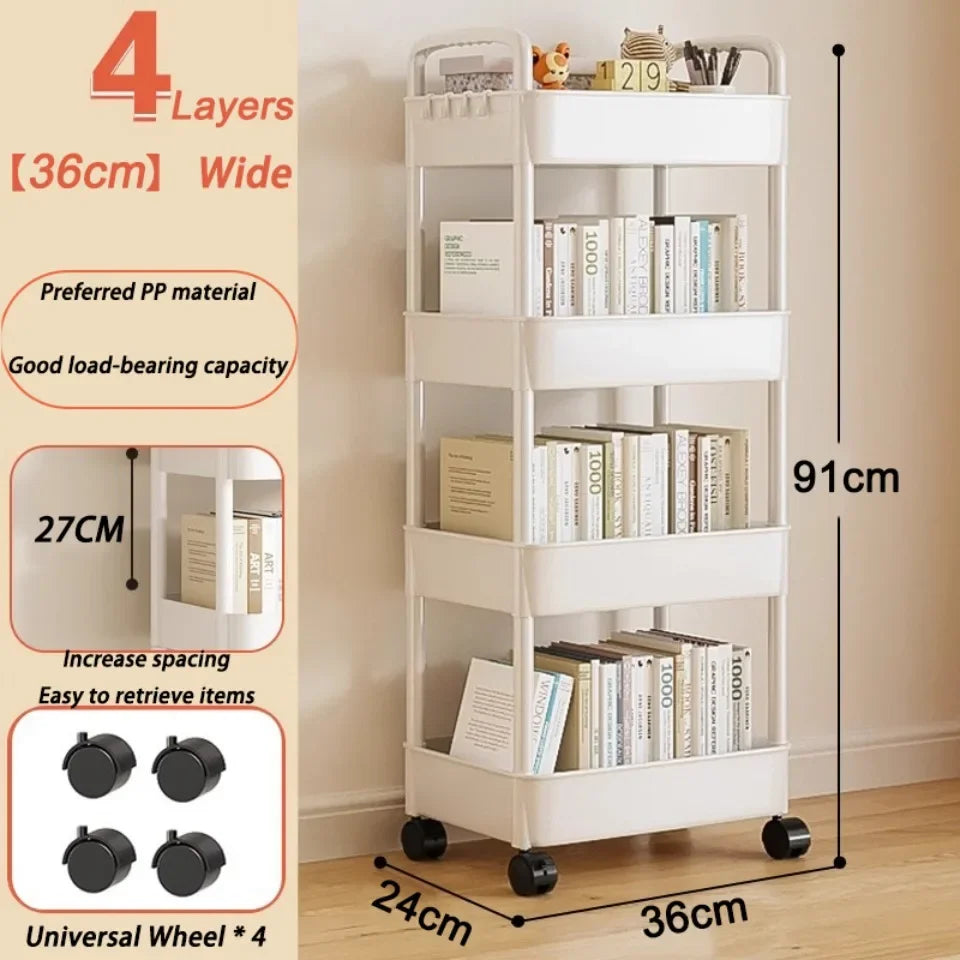 Mobile Storage Rack Trolley Kitchen Organizers And Storage Rack Household Bathroom Cart Multifunctional Multi Storey Bookshelf