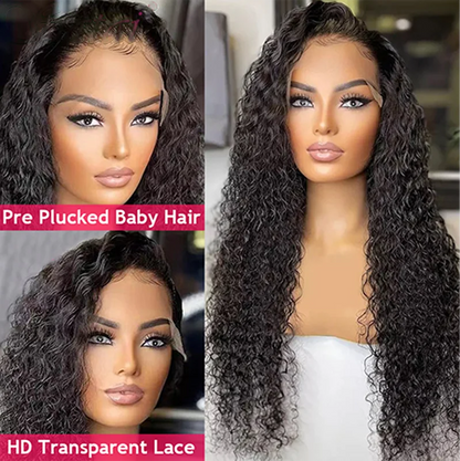 13x4 Kinky Curly Lace Front Human Hair Wigs For Women 100% Brazilian HD Deep Wave Frontal Wig Water Curly Human Hair Wig Sale