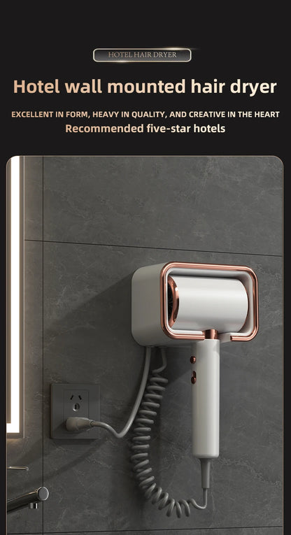 Hotel, Hotel, Non Perforated Wall Mounted Hair Dryer, Home Bathroom, High Wind Blue Light Hair Care Hair Dryer