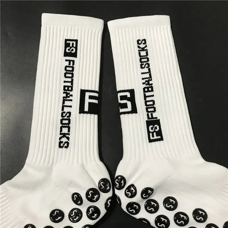 4Pairs/Lot FS Football Socks New Style Round Silicone Suction Cup Grip Anti Slip Soccer Socks Sports Men Baseball Rugby Socks