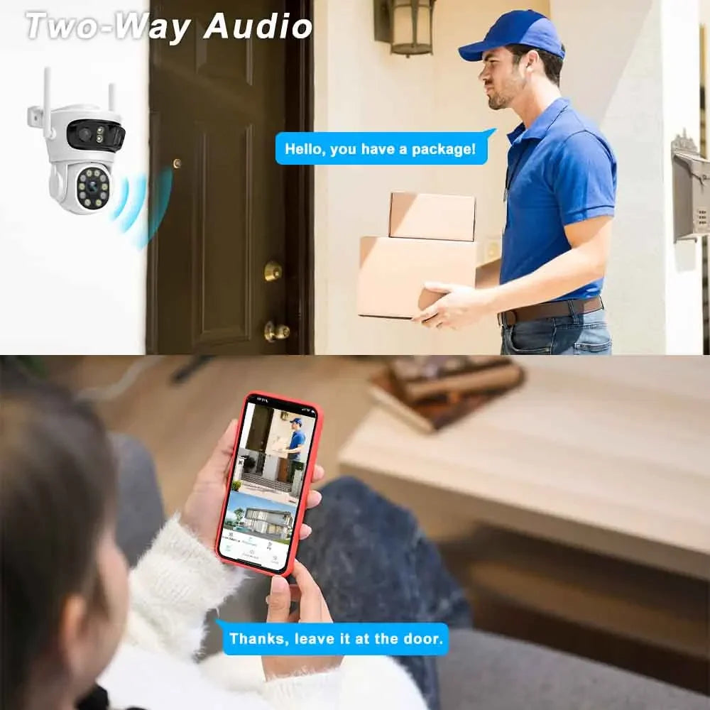 HFWVISION 9MP Wifi Camera Auto Tracking Three Screens 5X Digital Zoom PTZ Security Protection CCTV Surveillance O-Kam Pro