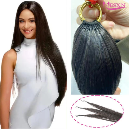 MESXN Third  Feather New hair extensions Straight Natural Real Human Hair Microring Hair Extensions  Brown Blonde  for salon