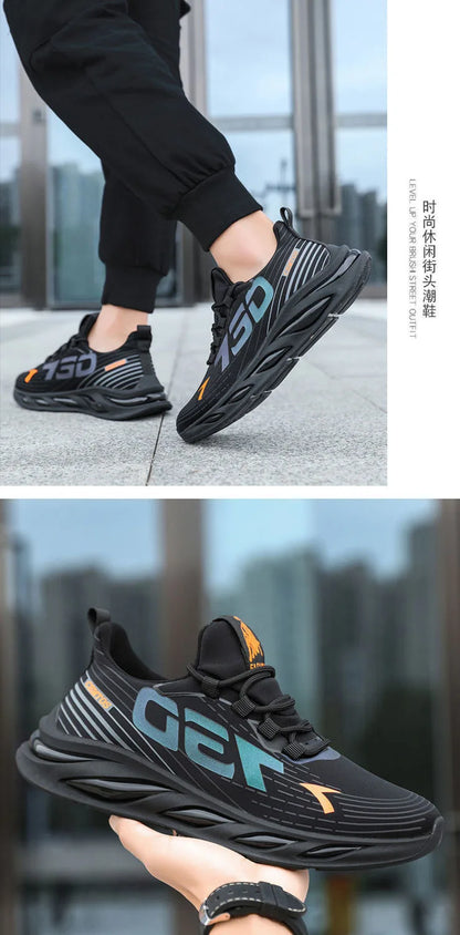 Men's Casual Sneakers Casual Shoes Fashion Breathable Walking Mesh Flat Sneakers Black Men's Shoes Spring Autumn Shoes