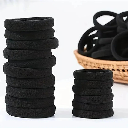 10-100pcs Simple High Elastic Rubber Bands Women Girls Black Hair Ropes Headband Scrunchies 2-5cm Basic Ponytail Holders