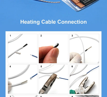 Upgraded heating cable transparent floor heating wire 100m 12K 33 ohm / M carbon electric heating cable