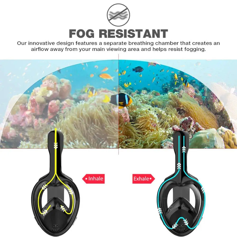 Underwater Scuba Anti Fog Full Face Diving Mask Snorkeling Respiratory Masks Safe Waterproof Swimming Equipment for Adult Kids