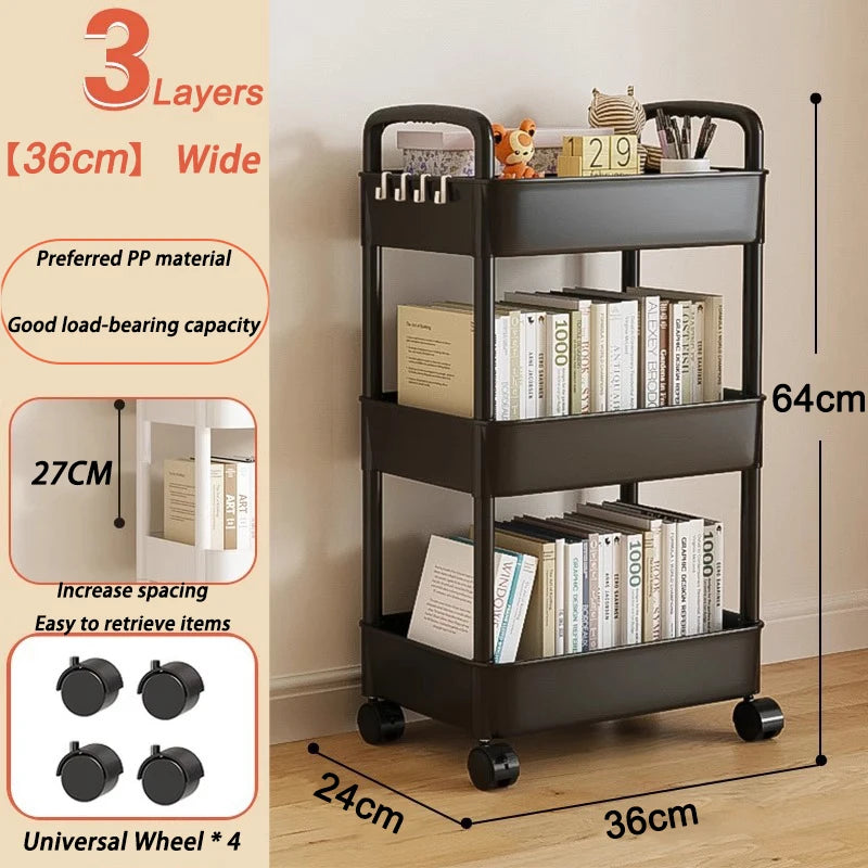 Mobile Storage Rack Trolley Kitchen Organizers And Storage Rack Household Bathroom Cart Multifunctional Multi Storey Bookshelf