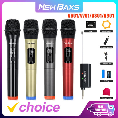 Wireless Microphone Dynamic Handheld Microphones Karaoke Microphone Mic with Rechargeable Receiver for Wedding Party Church Club