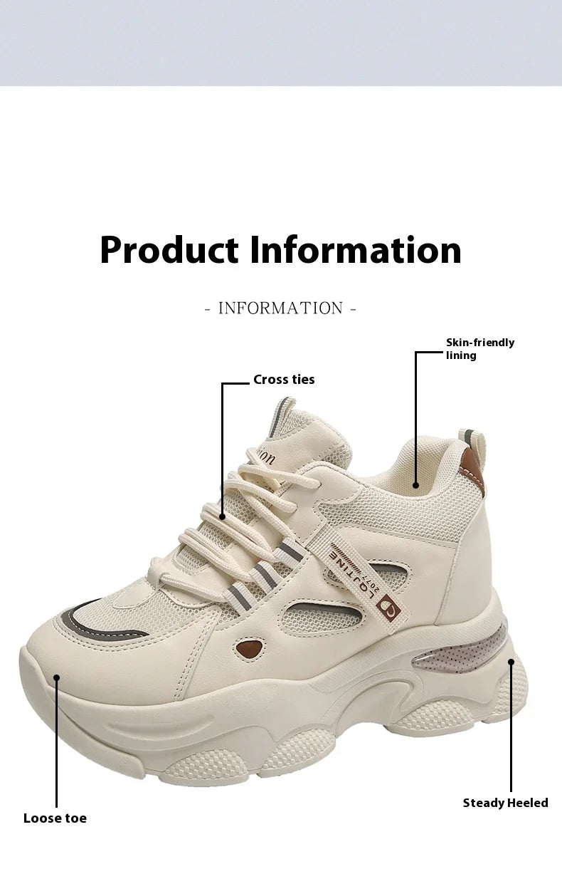 Inner increase small white shoes women 2024 summer new leather fashion sneakers small thick soled board shoes