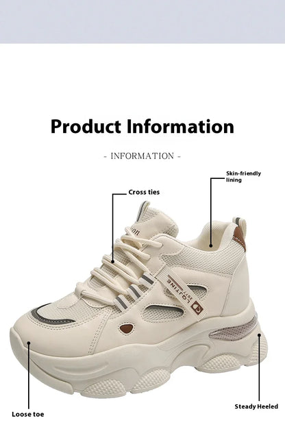 Inner increase small white shoes women 2024 summer new leather fashion sneakers small thick soled board shoes