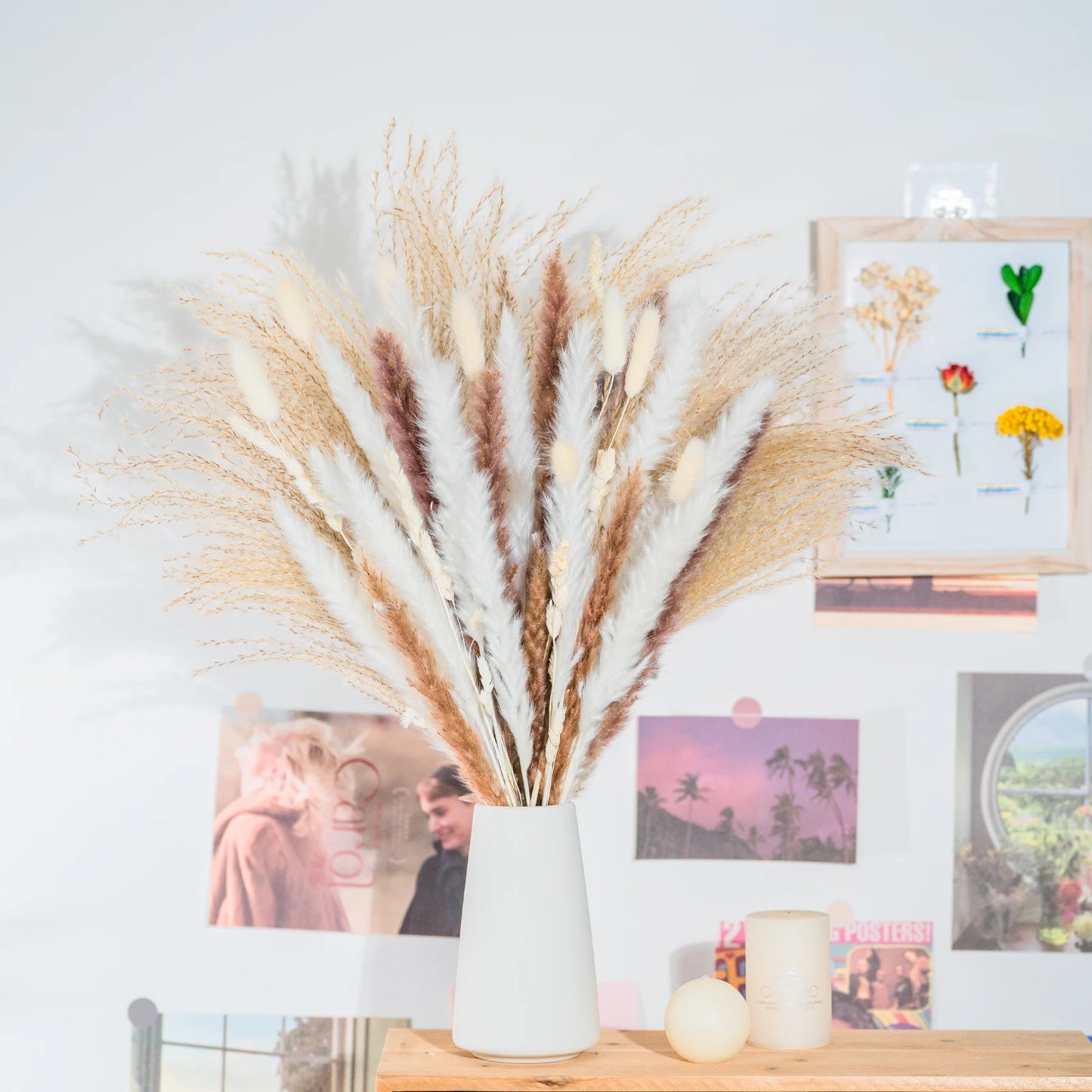 120Pcs Dried Pampas Grass Decor Flowers for Vase Pompas Grass Wedding Boho Decor,Natural Pampas Bouquet Garden Home Decoration