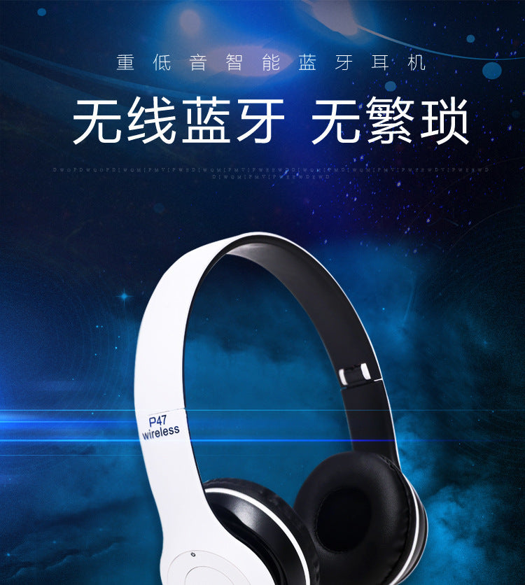 Stereo P47 Headset 5.0 Bluetooth Headset Folding Series Wireless Sports Game Headset for iPhone XiaoMi