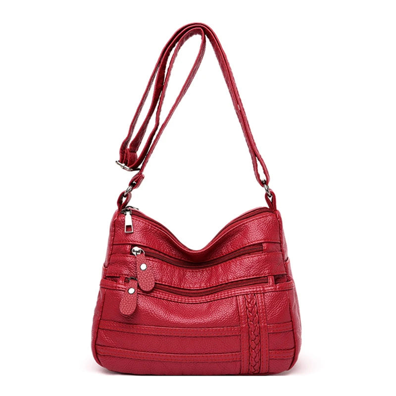 Fashion Women Bag PU Soft Leather Shoulder Bag Multi-layer Crossbody Bag Quality Small Bag Brand Red Handbag Purse